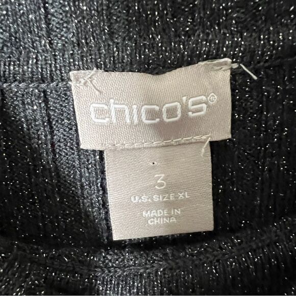 Chico’s Women’s Graphite Gray Metallic Lurex Ribbed Coolmax Turtleneck Sweater - Picture 4 of 7